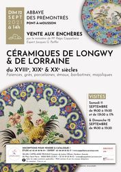 Vente Céramiques de Longwy et de Lorraine Abbaye des Prémontrés